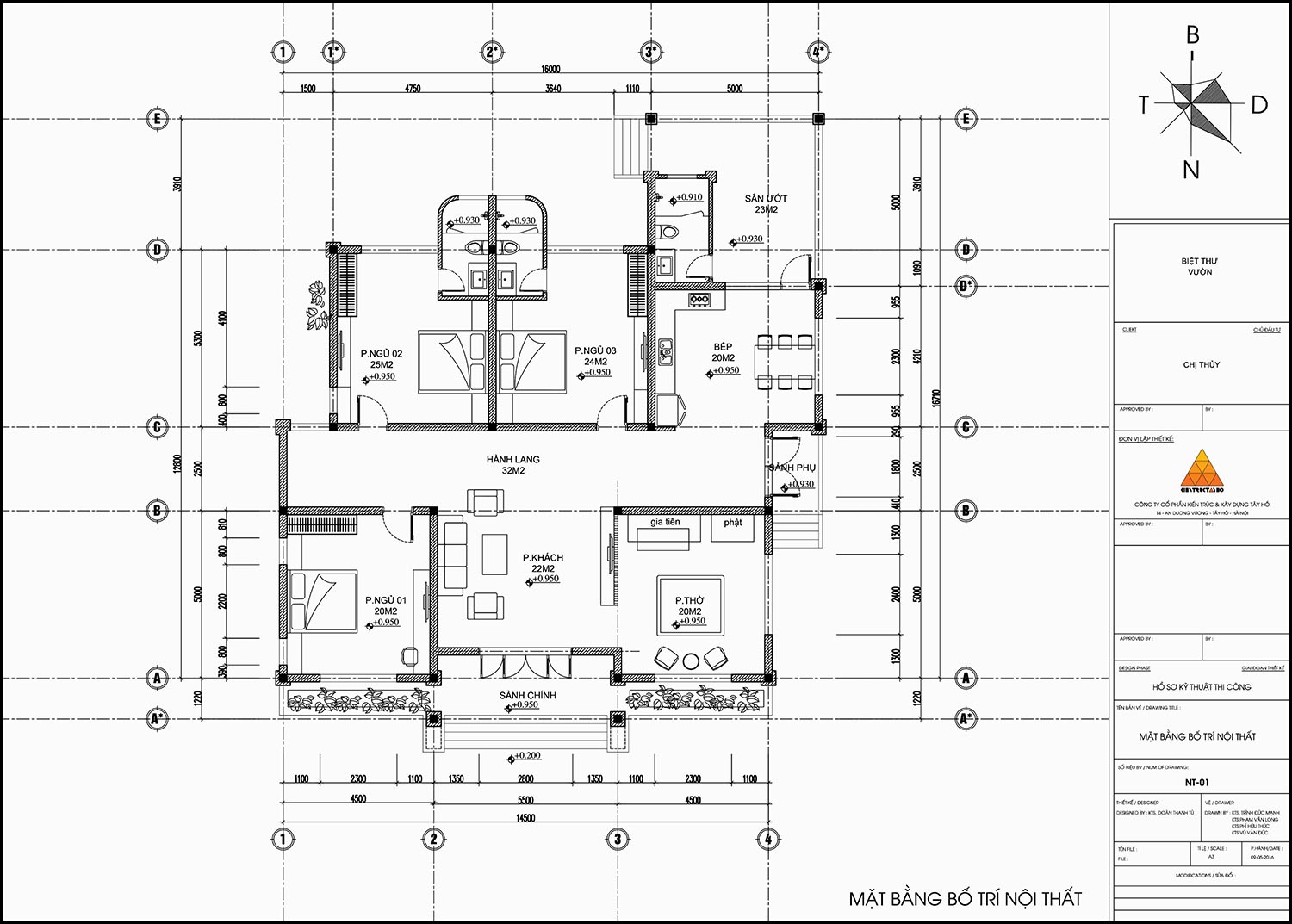 Thiết kế biệt thự 1 tầng 3 phòng ngủ mái thái hiện đại 8x18m